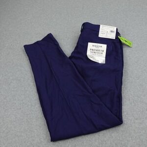 Haggar H26 Dress Pants Mens 33X32 Navy Premium Stretch Classic Fit Straight‎ NEW